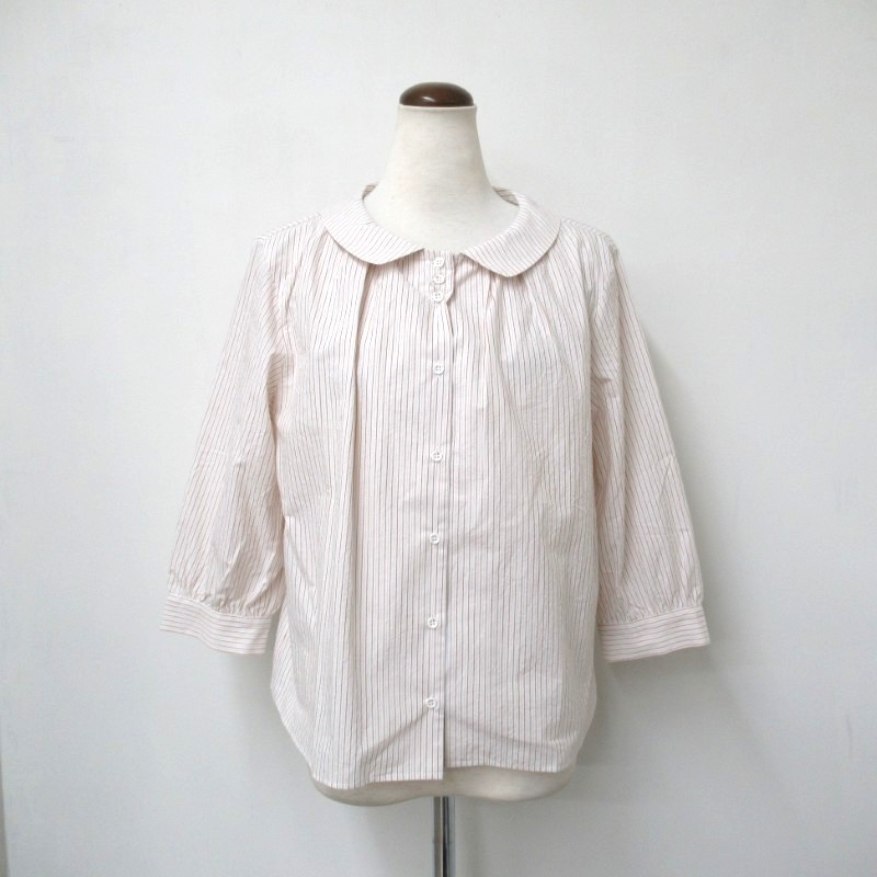 Parkes  ストライプギャザーブラウス /OR1 【日本製】